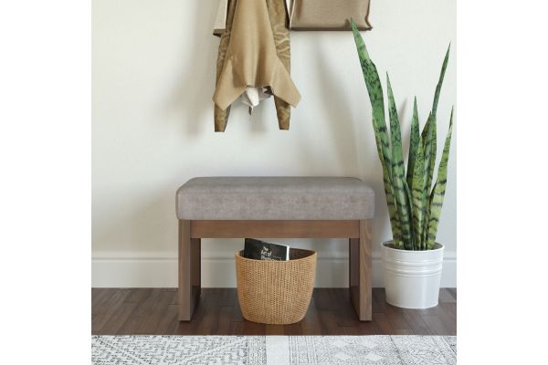 Milltown Footstool Small Ottoman Bench - Distressed Grey Taupe