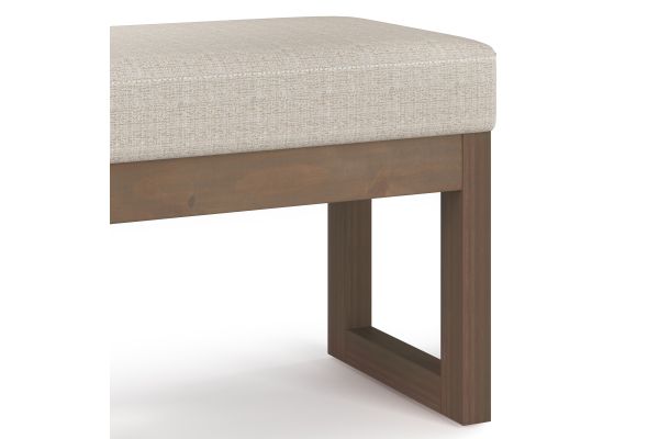 Milltown Footstool Small Ottoman Bench - Platinum Tweed