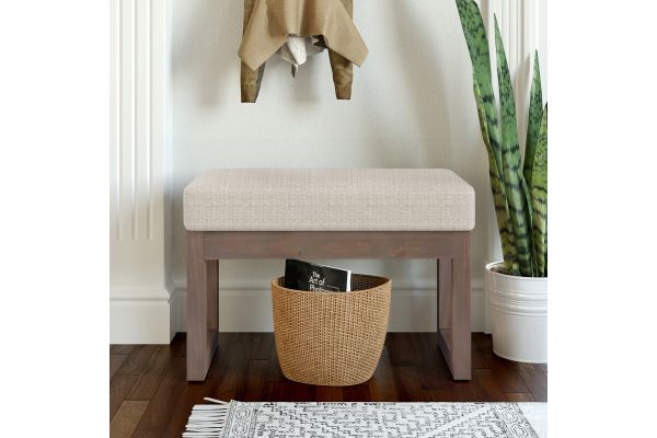 Milltown Footstool Small Ottoman Bench - Platinum Tweed