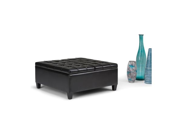 Harrison Coffee Table Storage Ottoman - Midnight Black