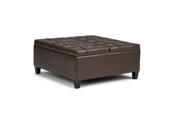 Harrison Coffee Table Storage Ottoman - Chocolate Brown