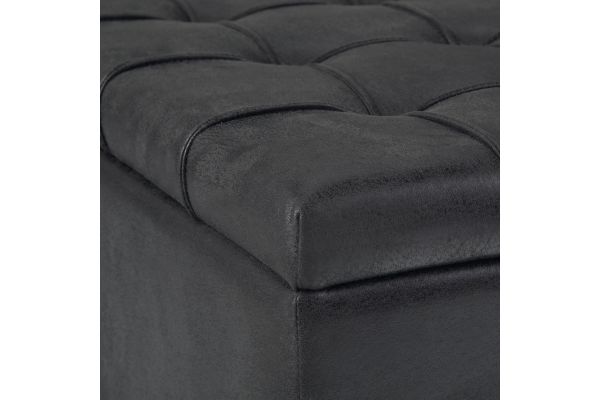 Harrison Coffee Table Storage Ottoman - Distressed Black