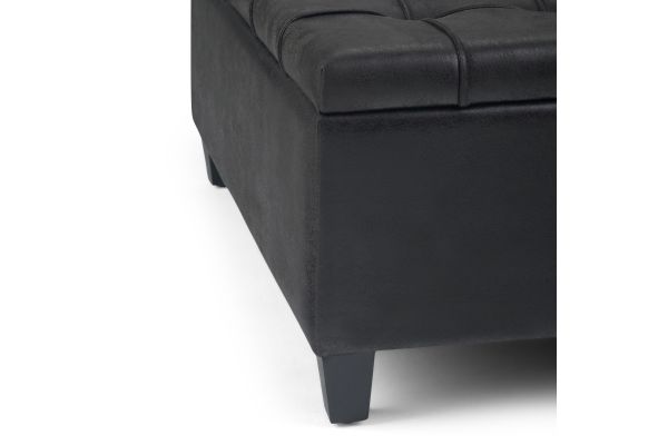 Harrison Coffee Table Storage Ottoman - Distressed Black