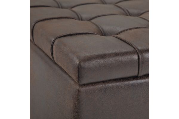 Harrison Coffee Table Storage Ottoman - Distressed Brown