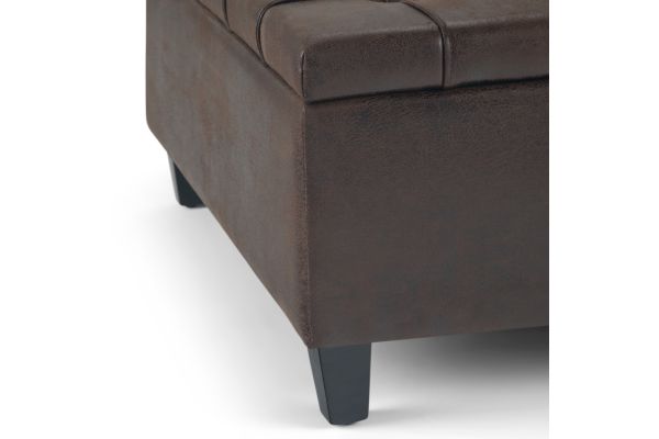 Harrison Coffee Table Storage Ottoman - Distressed Brown