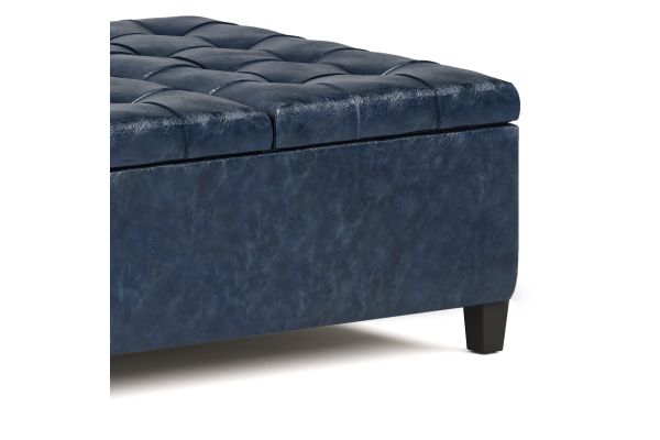 Harrison Coffee Table Storage Ottoman - Denim Blue