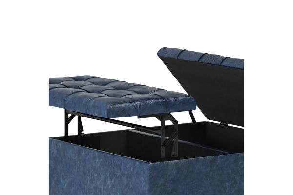 Harrison Coffee Table Storage Ottoman - Denim Blue