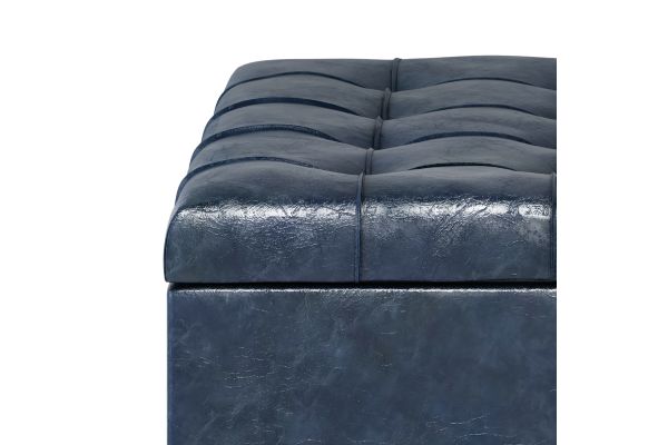 Harrison Coffee Table Storage Ottoman - Denim Blue
