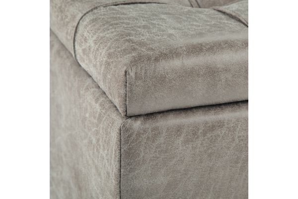Harrison Coffee Table Storage Ottoman - Distressed Grey Taupe