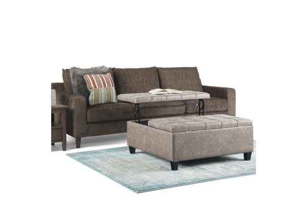 Harrison Coffee Table Storage Ottoman - Distressed Grey Taupe