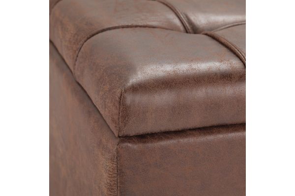 Harrison Coffee Table Storage Ottoman - Distressed Umber Brown