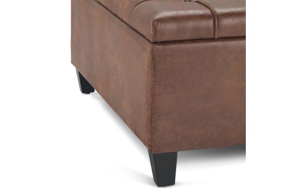 Harrison Coffee Table Storage Ottoman - Distressed Umber Brown