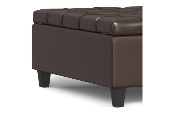 Harrison Large Square Coffee Table Storage Ottoman - Chocolate Brown