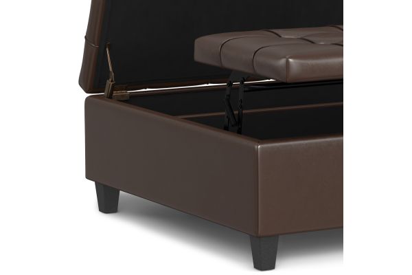 Harrison Large Square Coffee Table Storage Ottoman - Chocolate Brown