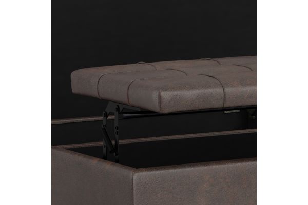Harrison Large Square Coffee Table Storage Ottoman - Distressed Brown