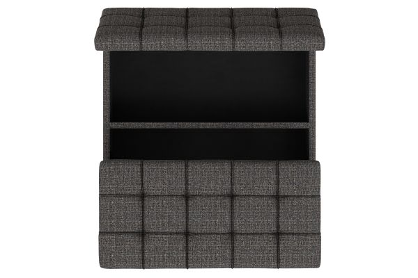 Harrison Large Square Coffee Table Storage Ottoman - Ebony Tweed