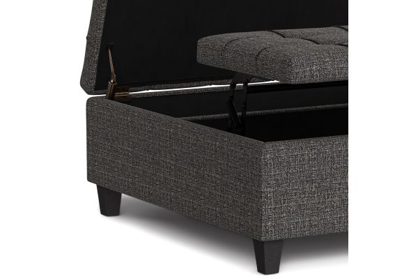 Harrison Large Square Coffee Table Storage Ottoman - Ebony Tweed