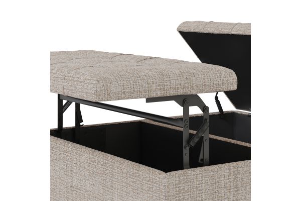 Harrison Coffee Table Storage Ottoman - Platinum Tweed