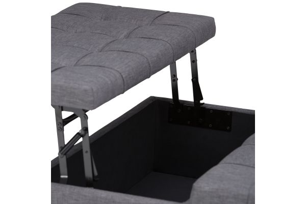 Harrison Coffee Table Storage Ottoman - Slate Grey