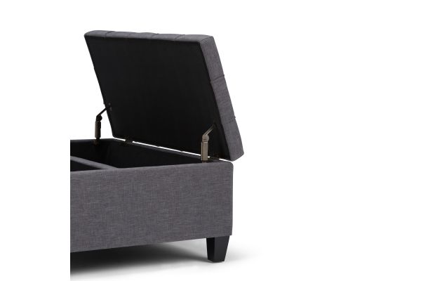 Harrison Coffee Table Storage Ottoman - Slate Grey