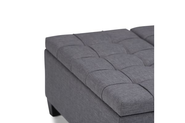 Harrison Coffee Table Storage Ottoman - Slate Grey