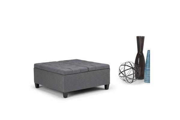 Harrison Coffee Table Storage Ottoman - Slate Grey