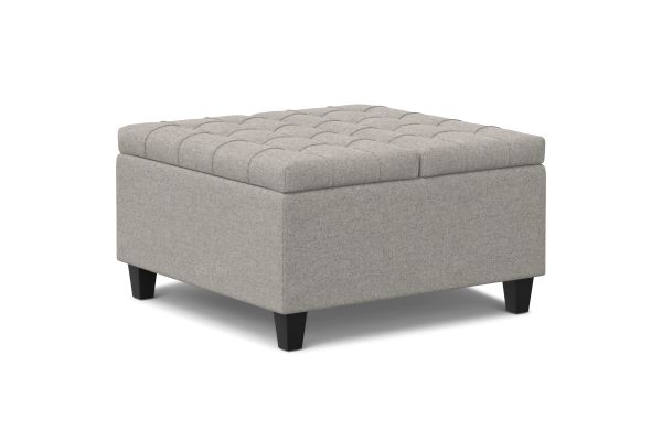 Harrison Small Square Coffee Table Storage Ottoman - Cloud Grey
