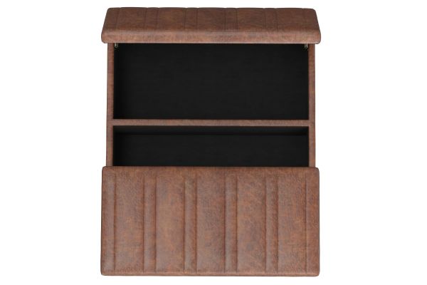 Ellis Coffee Table Storage Ottoman - Distressed Saddle Brown