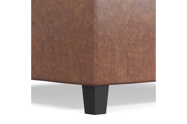 Ellis Coffee Table Storage Ottoman - Distressed Saddle Brown