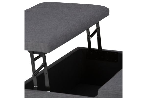 Ellis Coffee Table Storage Ottoman - Slate Grey