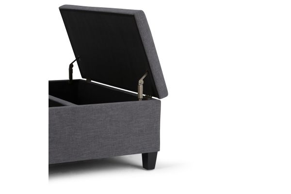 Ellis Coffee Table Storage Ottoman - Slate Grey