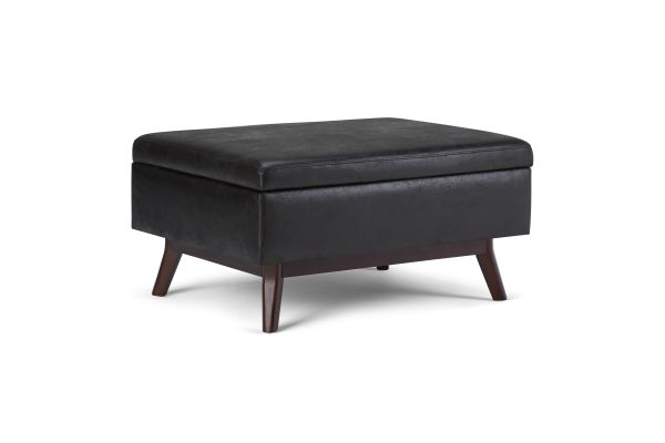 Owen Coffee Table Storage Ottoman - Black