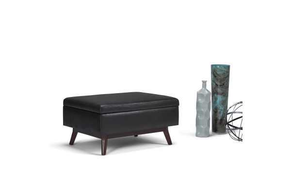 Owen Coffee Table Storage Ottoman - Black