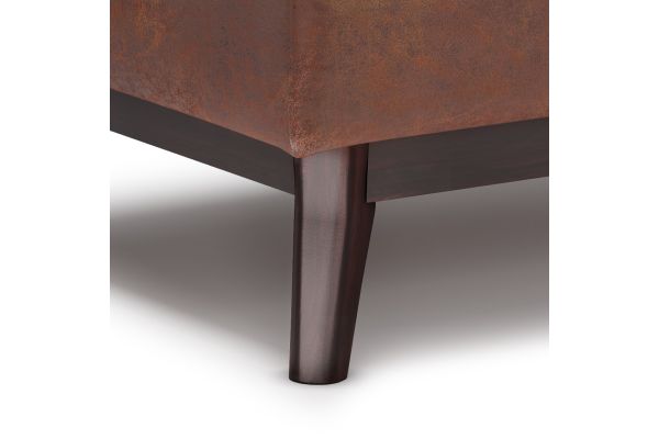 Owen Tray Top Small Coffee Table Storage Ottoman - Saddle Brown