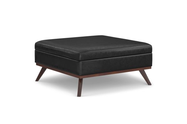 Owen XL Square Coffee Table Storage Ottoman - Distressed Black