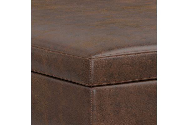 Owen XL Square Coffee Table Storage Ottoman - Distressed Chestnut Brown