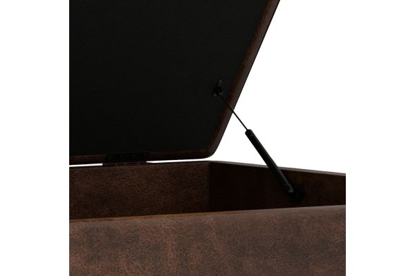 Owen XL Square Coffee Table Storage Ottoman - Distressed Chestnut Brown