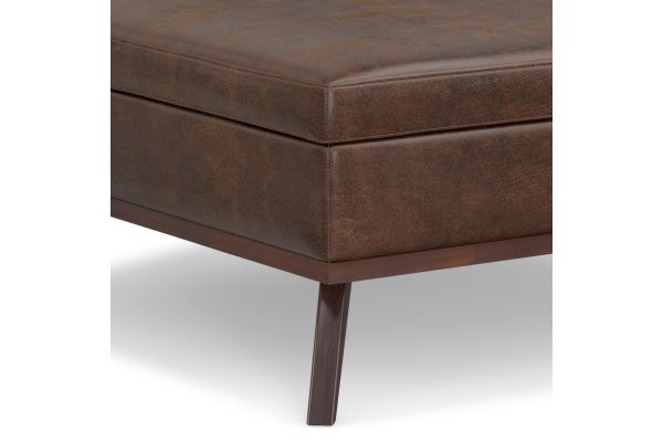 Owen XL Square Coffee Table Storage Ottoman - Distressed Chestnut Brown