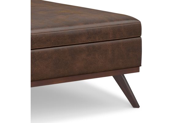 Owen XL Square Coffee Table Storage Ottoman - Distressed Chestnut Brown