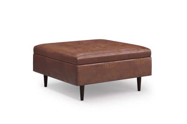 Shay Mid Century Large Square Coffee Table Storage Ottoman