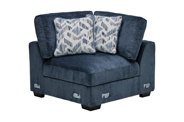 Overnight Blue 4-Piece Sleeper Sectional with Left Arm Facing Chaise