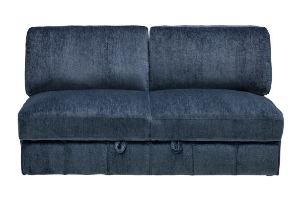 Overnight Blue 4-Piece Sleeper Sectional with Left Arm Facing Chaise