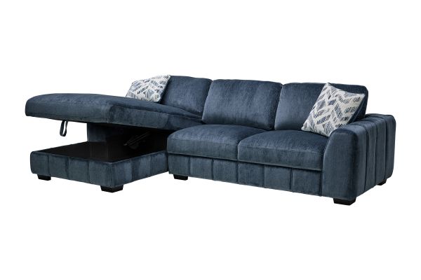 Overnight Blue 2-Piece Sectional with Left Arm Facing Chaise