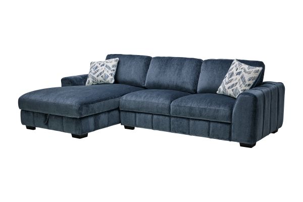 Overnight Blue 2-Piece Sectional with Left Arm Facing Chaise