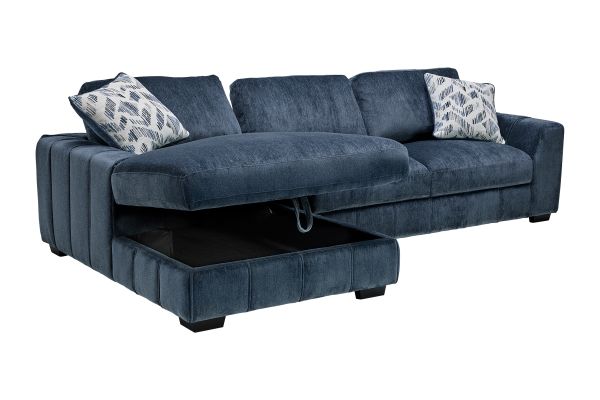 Overnight Blue 2-Piece Sectional with Left Arm Facing Chaise