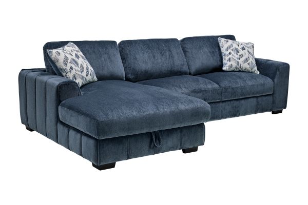 Overnight Blue 2-Piece Sectional with Left Arm Facing Chaise