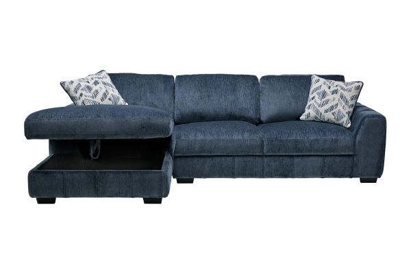 Overnight Blue 2-Piece Sectional with Left Arm Facing Chaise