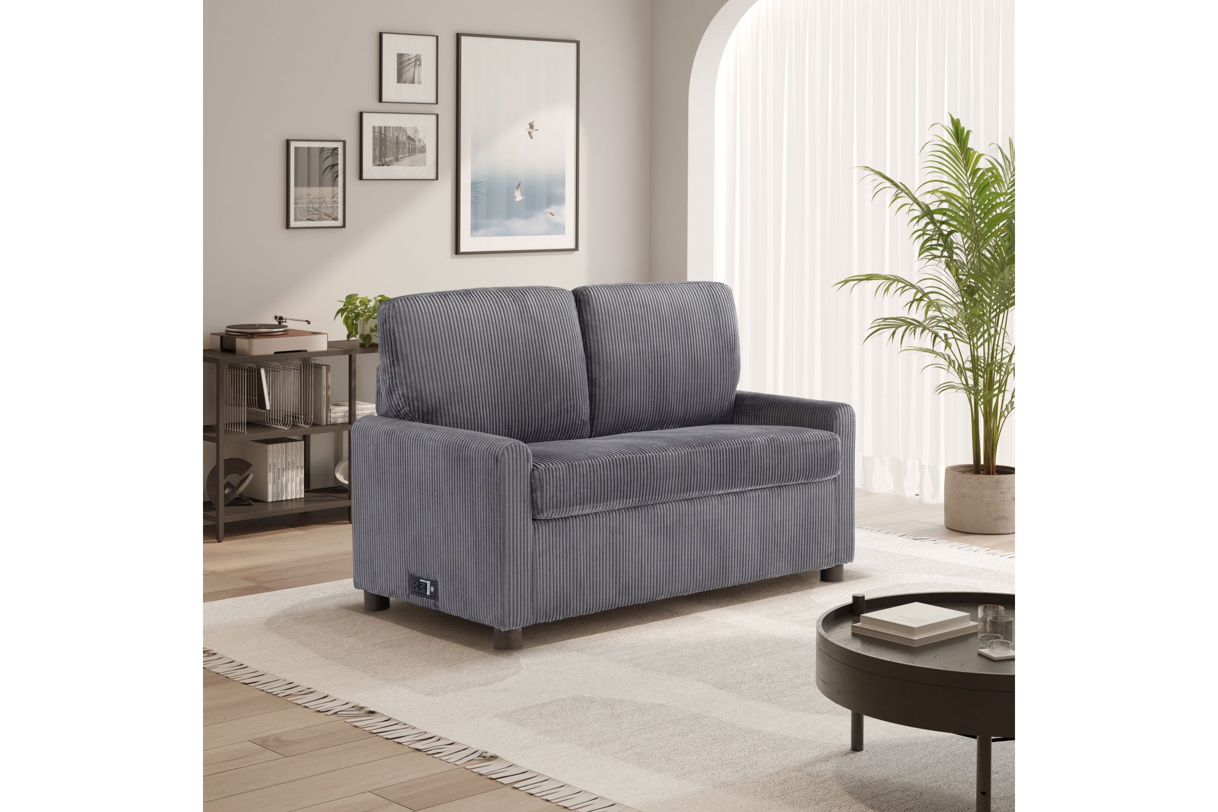 Serta Dalton Pull-Out Sleeper Loveseat in Grey at Gardner White