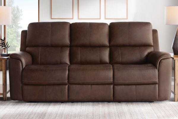 Oliver Umber Leather Triple Power Reclining Sofa