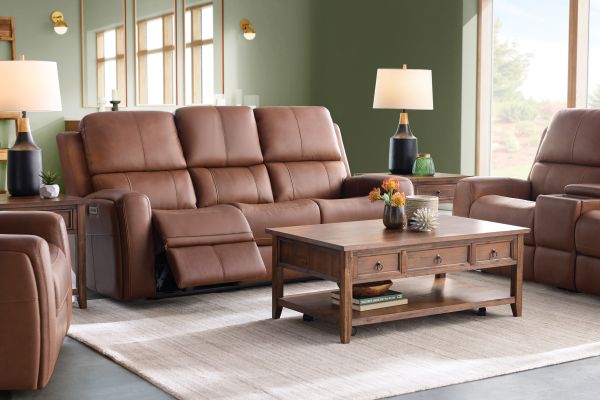 Linton Caramel Triple Power Reclining Sofa